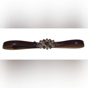 Brighton B31367 Brown Patent Leather Belt with Jeweled Buckle Size 32